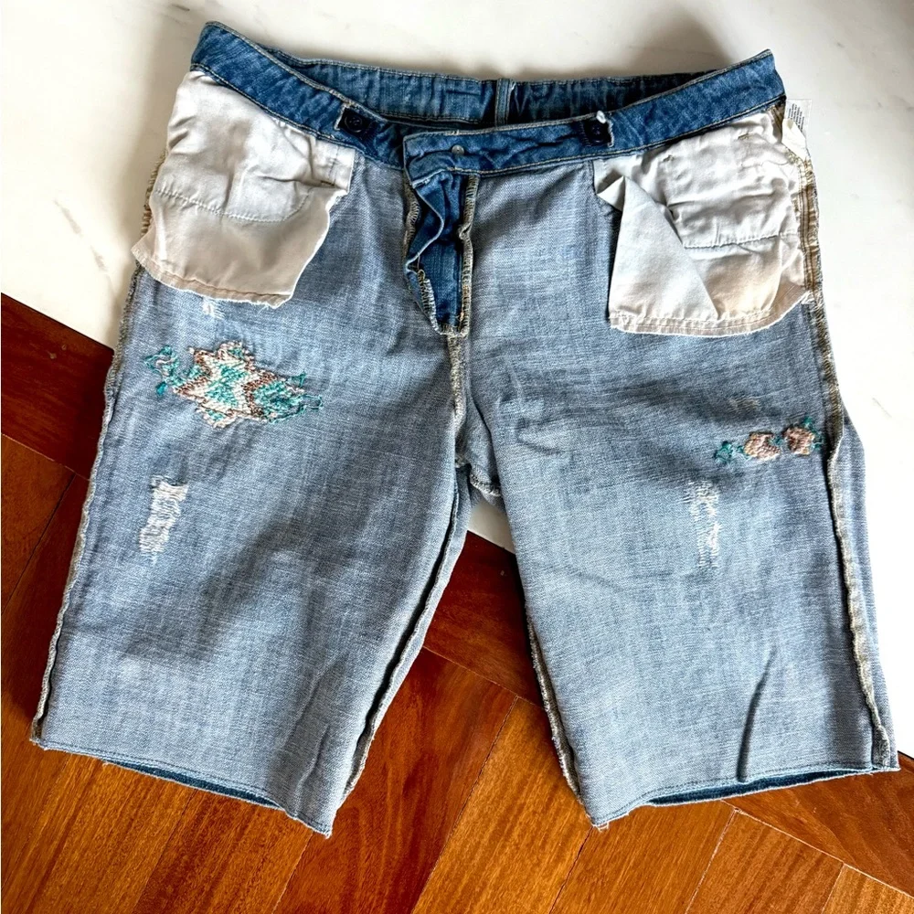 Gap Big Girls Bermuda Denim Capri Embroidered Jeans Pants Shorts Size 16 Plus